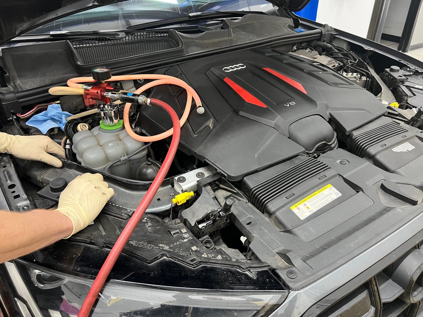 Cooling-system service on a German car