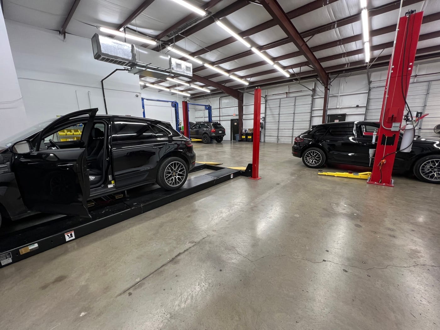 German cars in the shop service bays